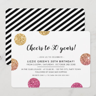 30E BIRTHDAY PARTIJ modern goud glitter polka punt Kaart
