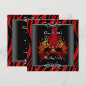 30e Birthday Party Red Zebra Black Mask Kaart (Voorkant / Achterkant)