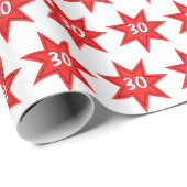 30e Birthday Red Star Cadeaupapier (Rol Hoek)