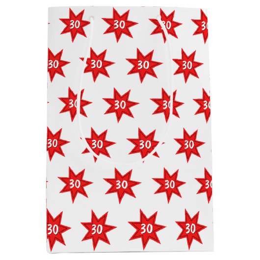 30e Birthday Red Star Medium Cadeauzakje (Voorkant)