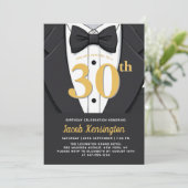 30e Black and Gold Tuxedo verjaardagsevenement Kaart (Staand voorkant)