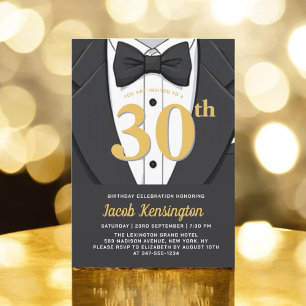 30e Black and Gold Tuxedo verjaardagsevenement Kaart
