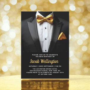 30e Black and Gold Tuxedo verjaardagsevenement Kaart
