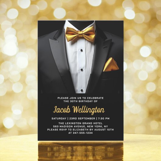 30e Black and Gold Tuxedo verjaardagsevenement Kaart
