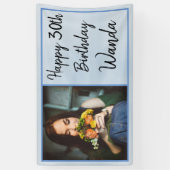 30e blauwe foto Happy Birthday Spandoek (Verticaal)