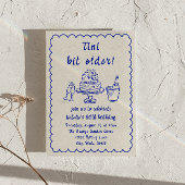 30e Blauwe Hand Getrokken Champagne Taart Verjaard Kaart