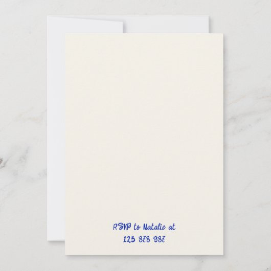 30e Blauwe Hand Getrokken Champagne Taart Verjaard Kaart (Achterkant)