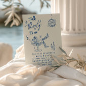 30e Blauwe Hand Getrokken Cowgirl Coastal Fun Verj Kaart