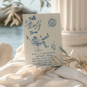 30e Blauwe Hand Getrokken Cowgirl Coastal Fun Verj Kaart