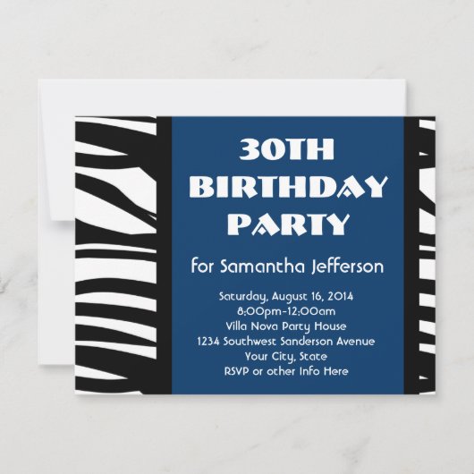 30e blauwe Zebra Kaart (Voorkant)
