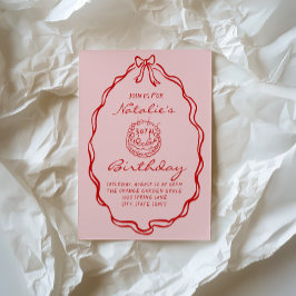 30e Bow Hand getrokken Coquette Dertigste verjaard Kaart