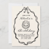 30e Bow Hand Getrokken Coquette Foto Verjaardagsfe Kaart (Voorkant)