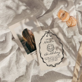 30e Bow Hand Getrokken Coquette Foto Verjaardagsfe Kaart