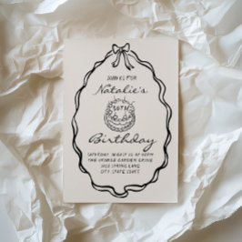 30e Bow Hand getrokken Coquette Geïllustreerde Ver Kaart