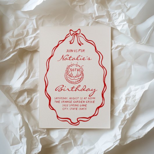 30e Bow Hand getrokken Coquette Geïllustreerde Ver Kaart