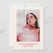 30e Bow Hand getrokken Roze Coquette Foto Verjaard Kaart (Achterkant)