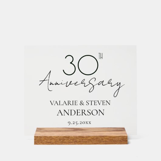 30e bruiloft Jubileum aandenken Acryl Bord (Voorkant)