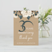 30e bruiloft Jubileum Dank u Floral Bedankkaart (Staand voorkant)