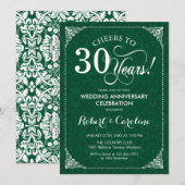 30e bruiloft Jubileum Emerald Green Damask Kaart (Voorkant / Achterkant)