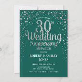 30e bruiloft Jubileum - Emerald Green & Silver Kaart (Voorkant)