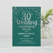 30e bruiloft Jubileum - Emerald Green & Silver Kaart (Staand voorkant)
