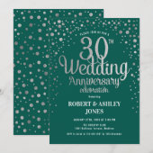 30e bruiloft Jubileum - Emerald Green & Silver Kaart (Voorkant / Achterkant)