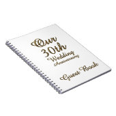 30e bruiloft Jubileum Gastboek Gold White Notitieboek (Rechterzijde)