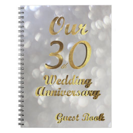 30e bruiloft Jubileum Gastboek Gold White Notitieboek