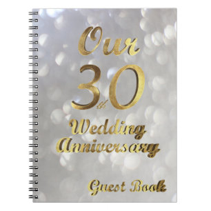 30e bruiloft Jubileum Gastboek Gold White Notitieboek
