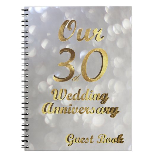 30e bruiloft Jubileum Gastboek Gold White Notitieboek (Voorkant)
