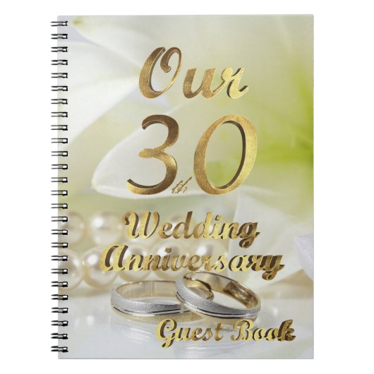 30e bruiloft Jubileum Gastboek Gold White Notitieboek (Voorkant)