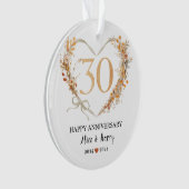 30e bruiloft Jubileum Gold Hearts Paar Foto Ornament (voorkant)