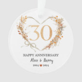30e bruiloft Jubileum Gold Hearts Paar Foto Ornament (voorkant)