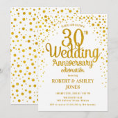 30e bruiloft Jubileum - Goud & Wit Kaart (Voorkant / Achterkant)