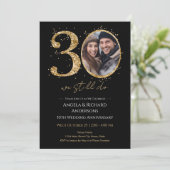 30e bruiloft Jubileum Gouden Glitter Foto Kaart (Staand voorkant)