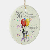 30e bruiloft Jubileum herberging bubbel Pearl Keramisch Ornament (Rechts)