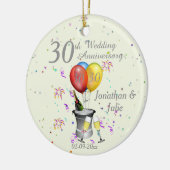 30e bruiloft Jubileum herberging bubbel Pearl Keramisch Ornament (Links)