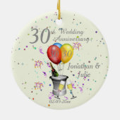 30e bruiloft Jubileum herberging bubbel Pearl Keramisch Ornament (Achterkant)