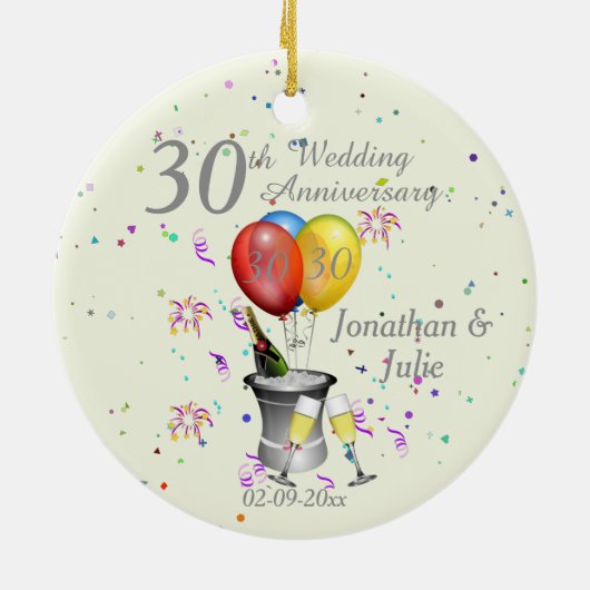 30e bruiloft Jubileum herberging bubbel Pearl Keramisch Ornament (Achterkant)