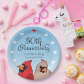 30e bruiloft Jubileum, kardinaal vogelpaar Papieren Bordje (Feest)