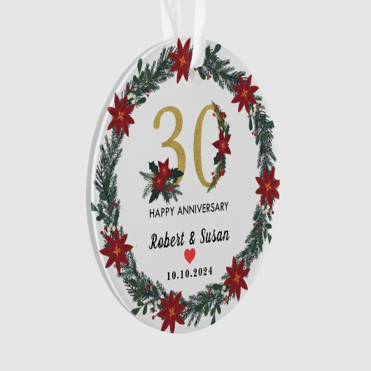 30e bruiloft Jubileum kerstcadeaus Ornament (voorkant)