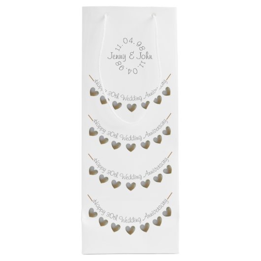 30e bruiloft Jubileum parel hart wijnzak Wijn Cadeautas (Achterkant)