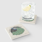 30e bruiloft Jubileum, Peacock Bird Hearts Stenen Onderzetter (Zijkant)