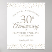 30e bruiloft Jubileum Pearl Dust Welcome Sign Poster (Voorkant)