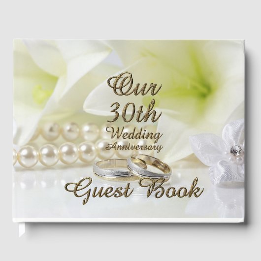 30e bruiloft Jubileum Pearl Gold Typografie Gastenboek (Voorkant)