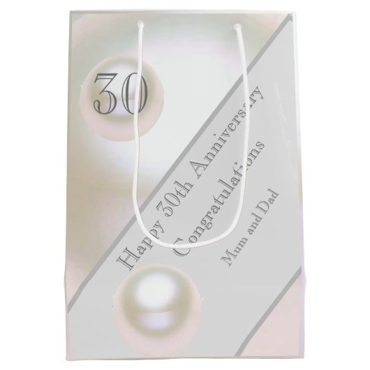 30e bruiloft Jubileum Pearl Medium Cadeauzakje (Achterkant)