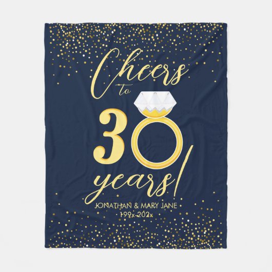 30e bruiloft Jubileum Ring Proost Fleece Deken (Voorkant)
