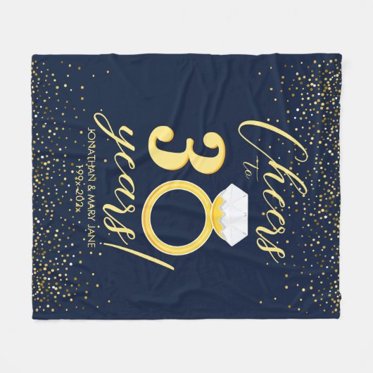 30e bruiloft Jubileum Ring Proost Fleece Deken (Voorkant (Horizontaal))