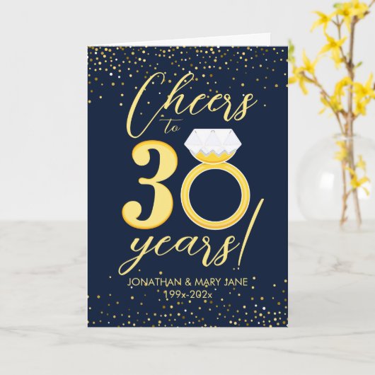 30e bruiloft Jubileum Ring Proost Kaart (Gele Bloem)