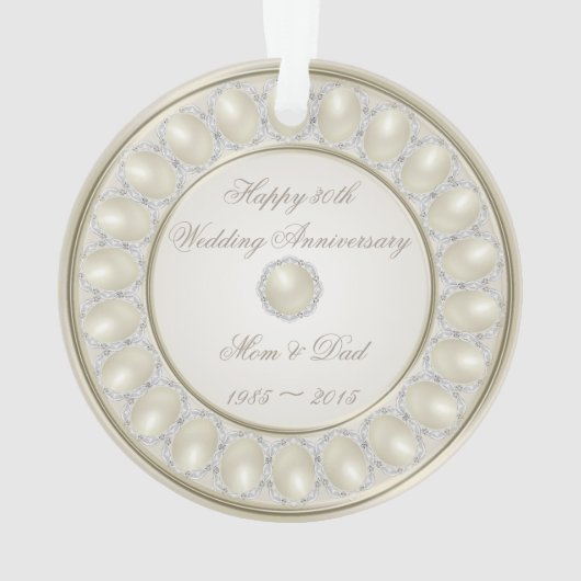 30e bruiloft Jubileum Rond Acrylisch Ornament (achterkant)